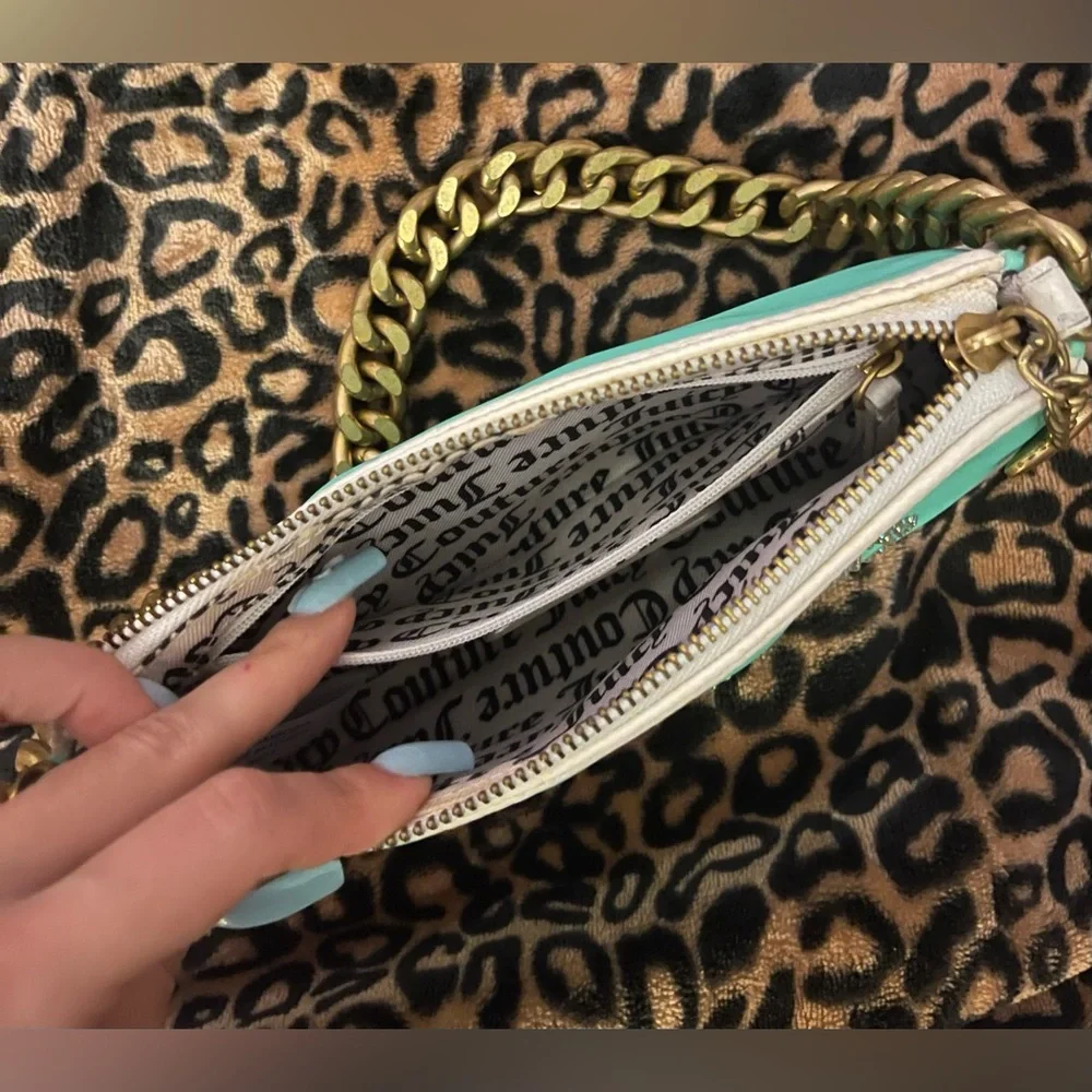 Juicy Couture Y2K Rhinestone Seafoam Green Baguette Shoulder Bag - Picture 12 of 12